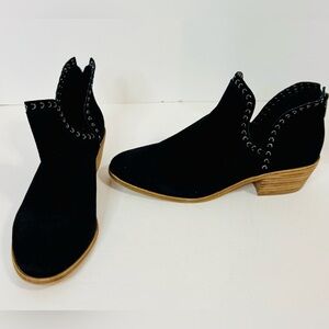Vince Camuto Black Prafinta Black Suede Ankle Booties with Silver Studs